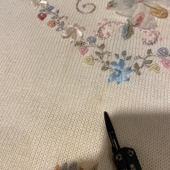 Vintage Collen's Collectables Women's Floral Knit Sweater W/ Shoulder Pads - L - Picture 7 of 12